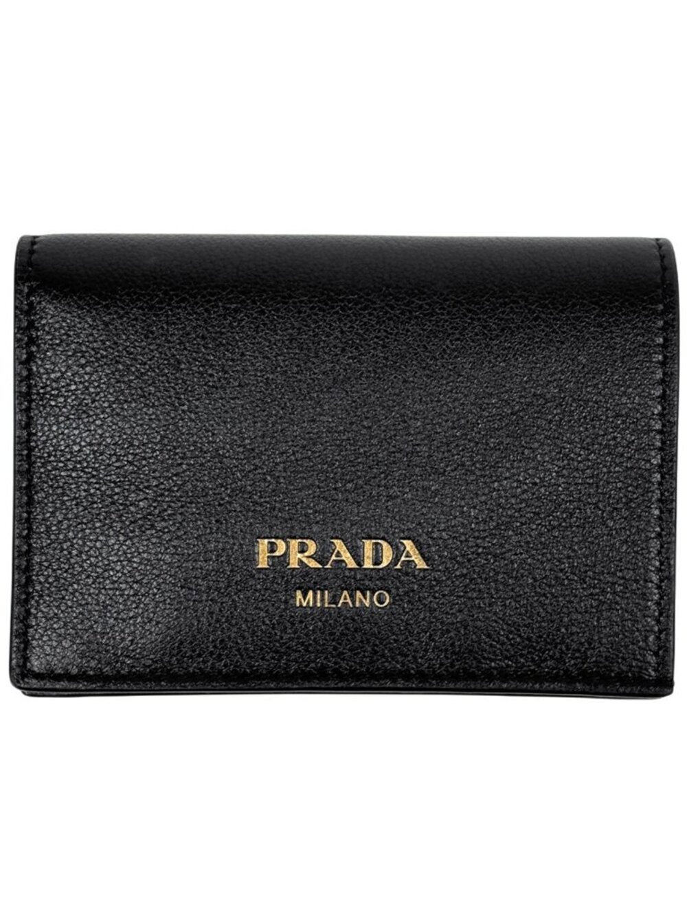 Prada Logo Bifold Wallet Bill Purse Coin Leather Nero